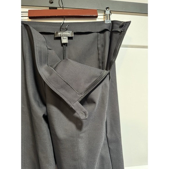St. John Black Pants Ankle 28" Inseam Women's Sz 12 Side Zip Travel Easy Care - Picture 13 of 15